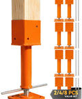 No Sweat Setup For Your Outdoor Build With These Heavy Duty 4 Pack Screw Jack Posts Featuring 4X4 Adjustable Steel Plates For Deck And Foundation Leveling Support, showing adjustable steel screw jacks.