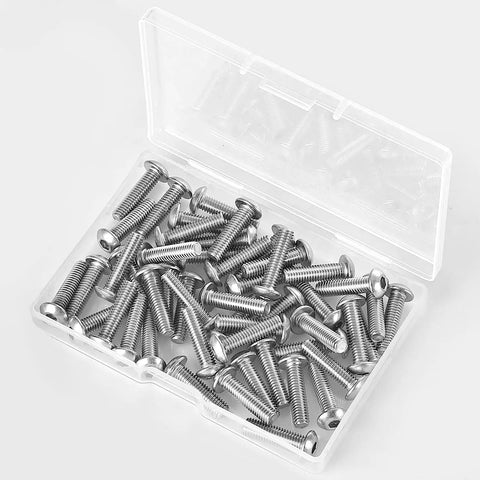 Size Ten By Thirty Two Threads Per Inch Button Head Socket Cap Screws 304 Stainless Steel With Allen Hex Drive Fully Threaded Machine Bright Finish 50 pieces in box