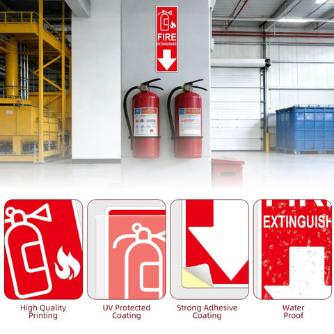 Legit Glow In The Dark Fire Extinguisher Sign Sticker With Directional Arrow Fo Sho Visible During Power Outages And Smoke For Quick Emergency Access