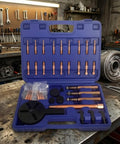 Badass Bearing Puller Kit With Compact Storage Case Professional Multi Purpose Removal Tool Set Designed For Mechanics And Home Garage Heroes Who Want Smooth Pulls Every Single Time With Heavy Duty Build Quality Guaranteed, blue case open