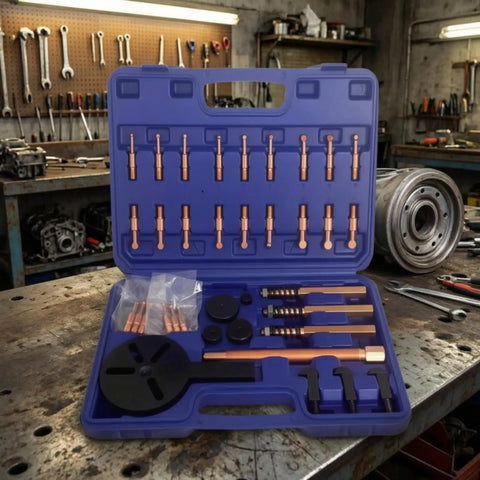 Badass Bearing Puller Kit With Compact Storage Case Professional Multi Purpose Removal Tool Set Designed For Mechanics And Home Garage Heroes Who Want Smooth Pulls Every Single Time With Heavy Duty Build Quality Guaranteed, blue case open