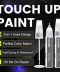 Pearl White Multi Coat Touch Up Paint Kit For Tesla Model Y 3 S X, 2 In 1 Scratch Repair Pen Tip And Brush visible in packaging.