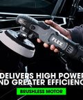 Using 120V Corded Brushless Rotary Polisher for Car Detailing With Beefy 1800 RPM Power on a car's shiny surface