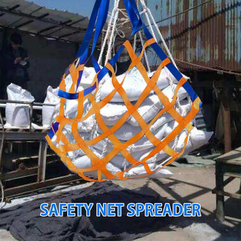 Beefy Heavy Duty Polyester Lifting Net With Four Slings For Outdoor Cargo Hoisting And Material Handling lifting sacks