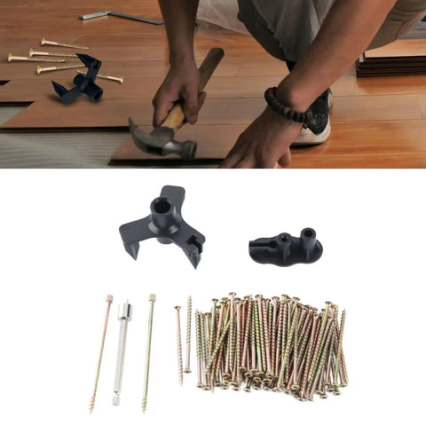Floor Squeak Fix Kit With 5 Tools And 50 Notch Screws for Squeaky Hardwood Floors Under Carpet, tools and screws