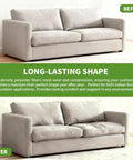 Before and after images of a refreshed sofa using Kick Your Couch Back To Life With Premium Half Inch Thick Polyester Batting.