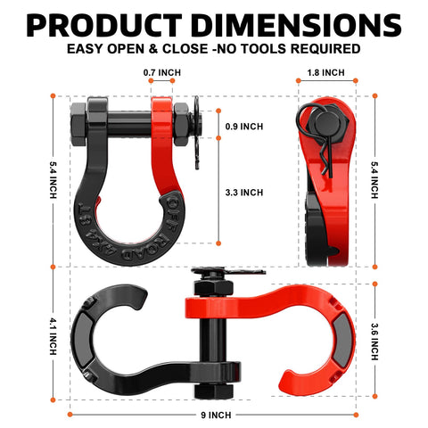 Tigertooth Three Quarter Inch D Ring Shackles With Seven Eighths Inch Pin product dimensions and design details diagram.