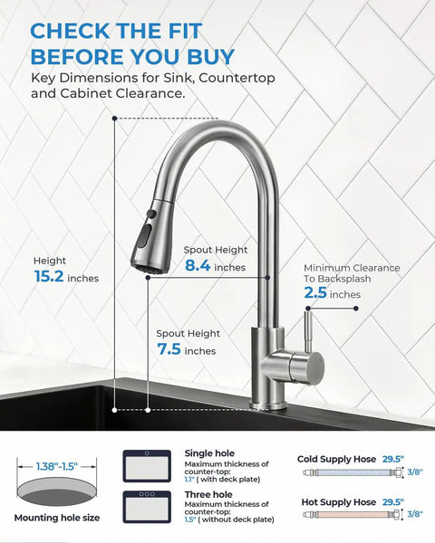 Top Shelf Stainless Steel Kitchen Faucet With Slick Pull Down Sprayer And Cold Forward Handle For Lead Free Safety And No Sweat Daily Sink Chores Plus Easy DIY Setup dimensions and installation guide