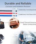 4 Pin 12V DC IP65 Waterproof Relay Harness Kit With Heavy Duty 40/30 Amp Rating 12 And 16 AWG Tinned Copper Wires SPST