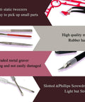 Gundam Model Tool Kit 28pcs Adult Hobby Tools Set includes anti-static tweezers, files, metal graver, and screwdrivers.