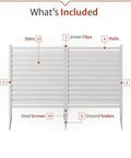 Components of Two Panel Waverly White Vinyl Privacy Screen Set Easy Install 44 Inch High By 36 Inch Wide Outdoor Privacy Fence