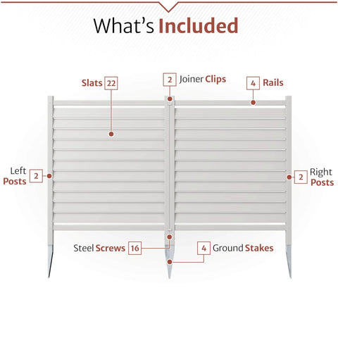 Components of Two Panel Waverly White Vinyl Privacy Screen Set Easy Install 44 Inch High By 36 Inch Wide Outdoor Privacy Fence