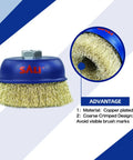 Tough As Nails 6 Pack 4 Inch Wire Cup Brushes For Angle Grinders With 5/8 Inch Arbor coarse crimped steel brush for rust removal.