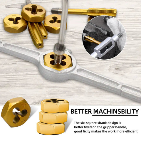 Heavy Duty Tap and Die Set Titanium Coated in Bearing Steel 86 Piece Metal Storage Case Metric and SAE Sizes