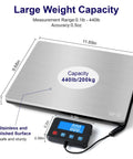 Digital Shipping Postal Scale 0.5 Oz Precision, 440 Lb Capacity with detachable LCD display and stainless surface