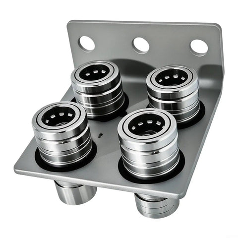 Heavy Duty Hydraulic Quick Coupler For Tractors And Crop Sprayers Rated At 3600 Psi Featuring Fast Push Pull Action That Works With Gloves On Cutting Down Downtime Big Time So You Can Finish Your Field Work Without Frustration Or Delays Today, 4-way steel bracket