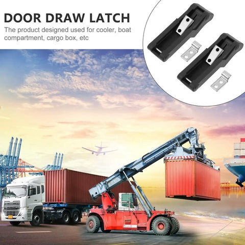Heavy Duty Black Door Latch With Rubber Handle And Steel Hook Perfect For Outdoor Boat Trunk Cooler And Cabinet Drawers, set of two.