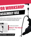 Heavy Duty Tool Balancer With 79 Inch Retractable Cable shown suspending electric screwdriver for workshop use
