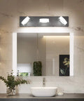 Bathroom with Led Vanity Light Fixture, Rotating Round Acrylic Design In Black Metal For bathroom, Modern Home Lighting