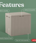 30 Gallon Resin Outdoor Storage Box And Patio Side Table For Pool And Garden Accessories Beige No-Brainer Storage