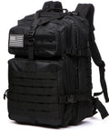 All Day Ready 45L Nylon Waterproof Tactical Backpack For Fishing, Hunting, Hiking, Camping And Outdoor Adventures, black exterior