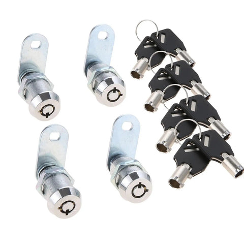 4 Pack Tubular Key Cam Locks Keyed Alike For Mailbox Desk Cabinet Drawer Security, showing locks and keys set.