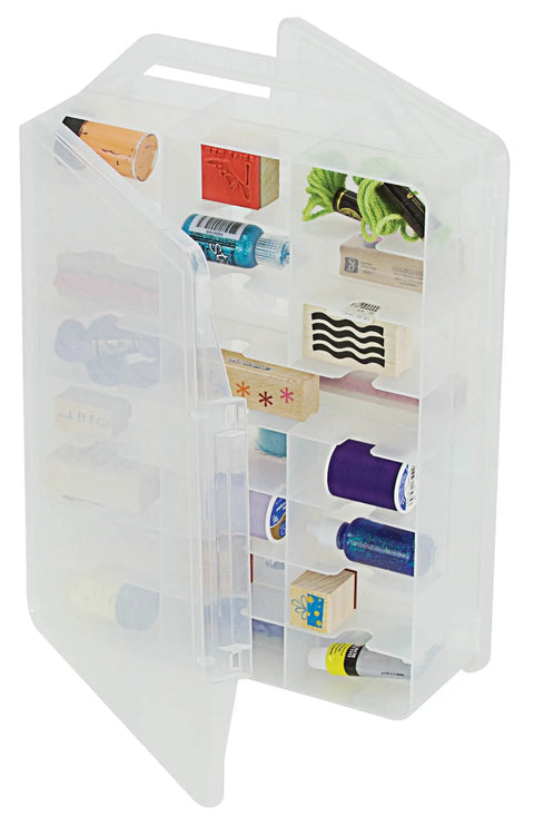 Go To Double Sided Thread Organizer Carrier In Natural Color with spools and tools visible in compartments