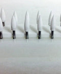 Pro Grade White Abrasive Mounting Points Friction Grip Micrograined Aluminum Oxide Stones For A Smooth Chip Free Finish On Composite Materials And Porcelain Enamel 12 Pack on display stand