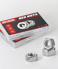 Stainless steel M4 hex nuts, 100-pack, bright finish, full-thread, 304/18-8 in plastic storage box