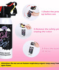 Hella Dope Gender Reveal Smoke Powder Spray Canister With Extended Range Eco Friendly Biodegradable Corn Starch Party Cloud For Boys Blue And Girls Pink Celebration Vibes in action instructions.