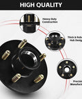 Heavy Duty 3500Lbs Trailer Hub Kit With 5 Bolt 4.5 Inch Hubs Premium 5 Lug Fits Spindles From 1 Inch Up To 1-3/8 Inch