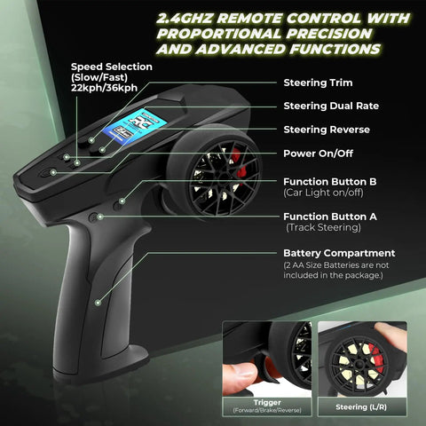 2.4GHz remote control for 1 18 Scale RC Truck 4x4 Off Road Beast with precision steering and multiple functions