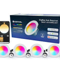 ZigBee 4 Inch Smart Recessed LED Downlights RGBWW Color Ambiance Dimmable Retrofit Can Lights with Hub Bridge Echo Plus Alexa App Control 4 Pack for Ceiling Lighting