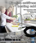 Plug In Pipe Heating Cable With Built In Thermostat For Outdoor Water Pipes No Fuss Anti Freeze Kit Self Regulating And Energy Saving 100 To 120V 11.8 Feet coiled on counter