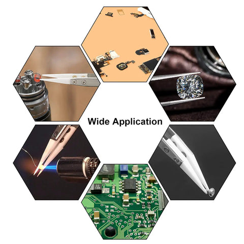 Six Piece Precision Ceramic Reverse Solder Tweezers Set With Non Conductive And Anti Magnetic Pointed And Curved Tips for circuit work