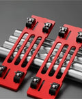 Heavy Duty Adjustable Circular Saw Guide Base Plate Aluminum Universal Rail For Electric Power Saws Dead On Straight Cuts showing red aluminum guide plates.