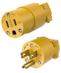 Electrical Replacement Plug And Connector Set For Extension Cords Built To Last, NEMA 5-15P And 5-15R, yellow, polycarbonate thermoplastic