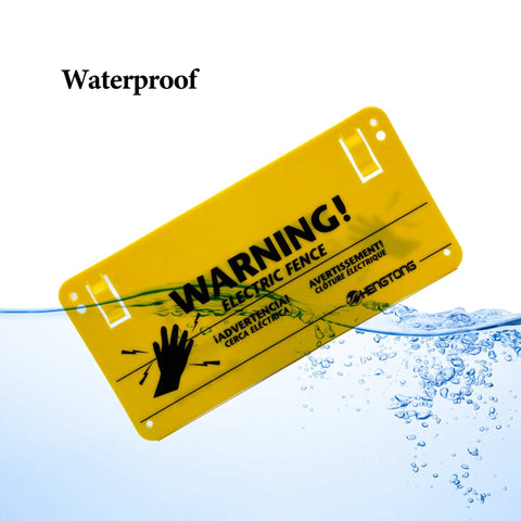 Electric Fence Warning Sign Set 4 Pack Yellow No Touching Safety Signs 9.5 By 4.7 Inches Durable Plastic Waterproof