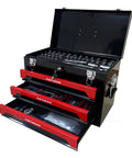 Heavy Duty Steel Tool Box With Three Drawers And Ball Bearing Slides Portable Tool Chest Organizer Lockable Powder Coated Garage Workshop Storage Cabinet For All Your Repair Tools