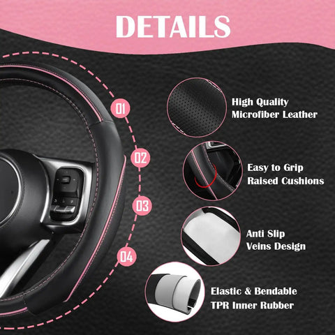 Waterproof Car Seat Covers Full Set With Anti Slip Leather Steering Wheel Cover And Floor Mats Universal Fit Details