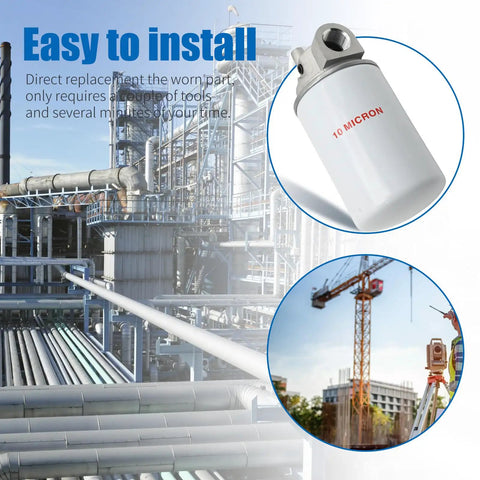 Image showing industrial scene with High Flow 25 GPM 250 PSI Spin On Hydraulic Oil Filter Assembly, emphasizing easy installation.