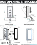 Loclink compression latch lock, 2-pack, marine-grade zinc alloy; front and side views with installation diagram