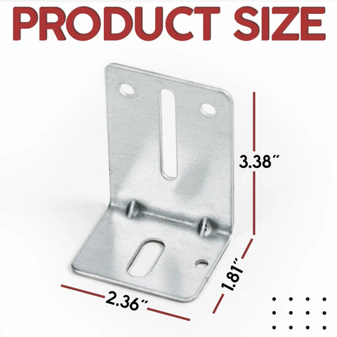 J6 Track Jamb Bracket Set For Garage Doors, Heavy Duty Replacement Hardware, galvanized steel bracket, product dimensions.