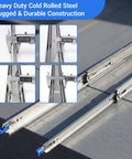 1 Pair Heavy Duty 72 Inch Drawer Slides With Locking And Full Extension Ball Bearing Rails For Smooth Operation, 500 Lb Capacity, Wear Resistant Professional Drawer Runners For RV, Truck, And Cabinets. Q235 steel drawer slides with caliper measurements