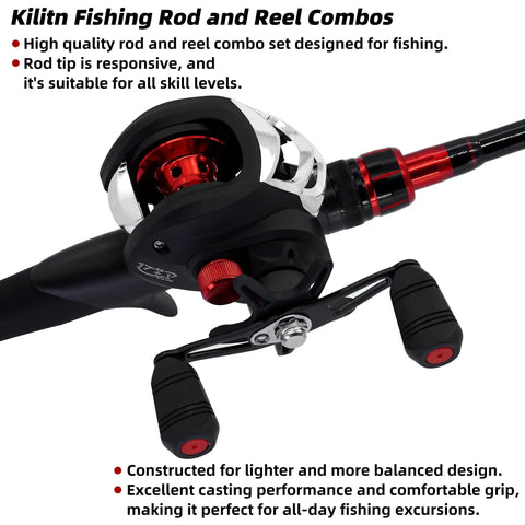 5 Foot Baitcasting Rod And Reel Combo With Durable Fiberglass Telescopic Rod Right Hand Reel All In One Fishing Kit