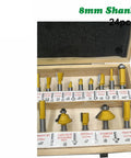 Professional 24 Piece Router Bit Set With 8Mm Shank And Carbide Tips for Killer Precision Woodworking in storage box.