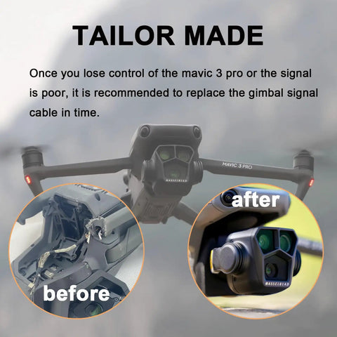 Before and after of Mavic 3 Pro signal cable replacement with gimbal signal cable replacement for image transmission repair