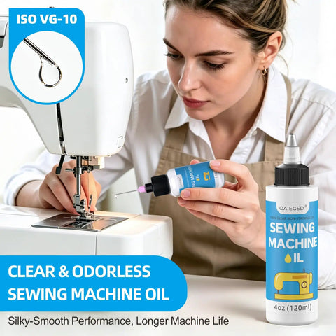 Clear Odorless Sewing Machine Oil and Cleaning Kit with Applicator and Brush, ISO VG 10 Low Viscosity Lubricant, 4oz bottle