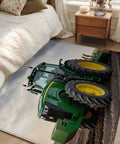 3x5 Machine Washable Farmhouse Rug For Living Room And Bedroom With Green Tractor Farm Decor in Rustic Country Style