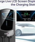 Level 2 EV Charger for Home Use With 14-50 Plug 40A High Current Output 25ft Cable 4.3 Inch Display showing charging status